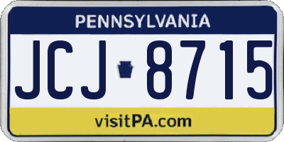PA license plate JCJ8715