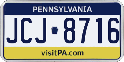 PA license plate JCJ8716