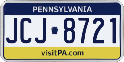 PA license plate JCJ8721