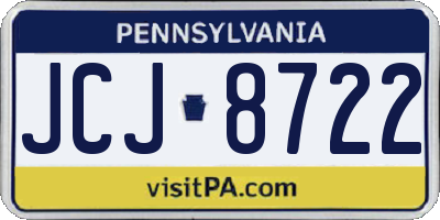 PA license plate JCJ8722