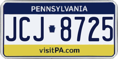 PA license plate JCJ8725