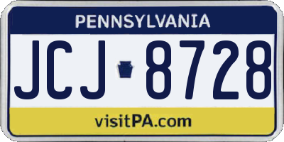 PA license plate JCJ8728