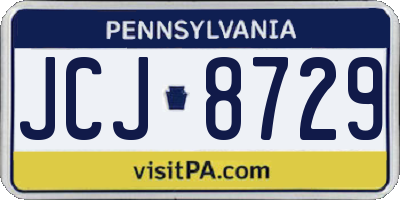 PA license plate JCJ8729