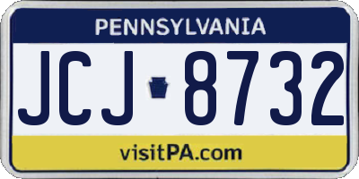 PA license plate JCJ8732