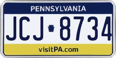 PA license plate JCJ8734