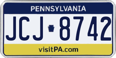 PA license plate JCJ8742