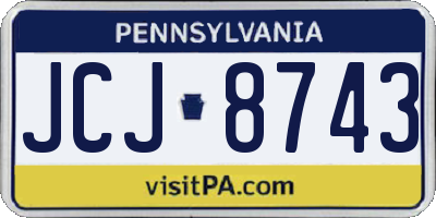 PA license plate JCJ8743