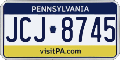 PA license plate JCJ8745