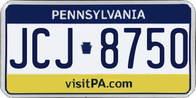 PA license plate JCJ8750
