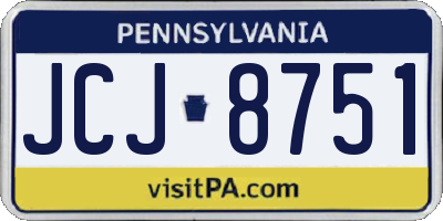 PA license plate JCJ8751