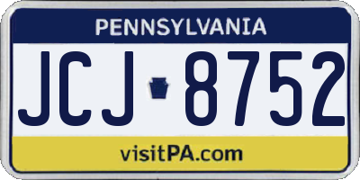 PA license plate JCJ8752