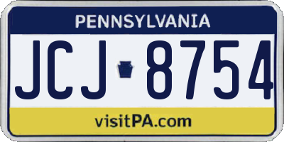 PA license plate JCJ8754