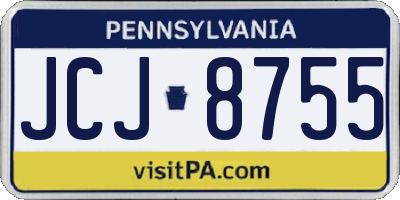 PA license plate JCJ8755