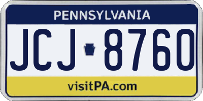 PA license plate JCJ8760