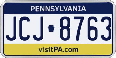 PA license plate JCJ8763