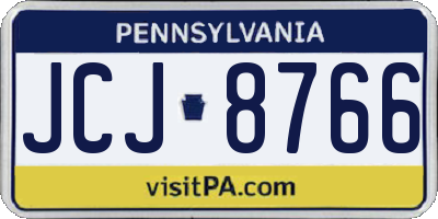 PA license plate JCJ8766