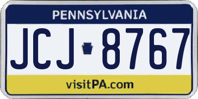 PA license plate JCJ8767