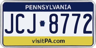 PA license plate JCJ8772