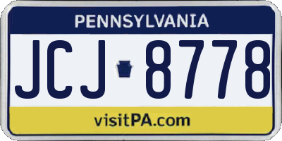 PA license plate JCJ8778
