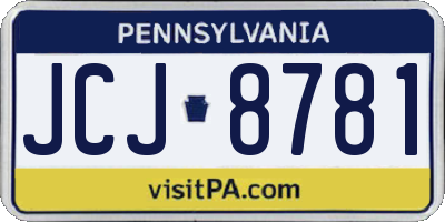 PA license plate JCJ8781
