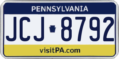 PA license plate JCJ8792