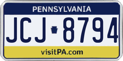 PA license plate JCJ8794