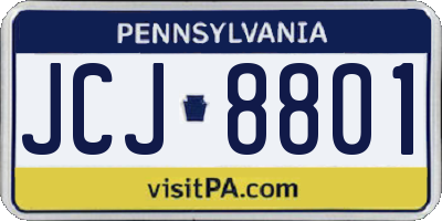 PA license plate JCJ8801
