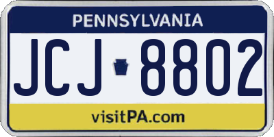 PA license plate JCJ8802