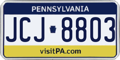 PA license plate JCJ8803