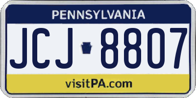 PA license plate JCJ8807