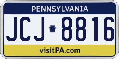 PA license plate JCJ8816