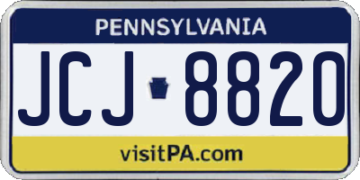 PA license plate JCJ8820