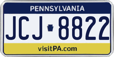 PA license plate JCJ8822
