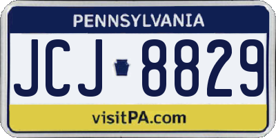 PA license plate JCJ8829