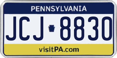 PA license plate JCJ8830