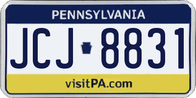 PA license plate JCJ8831