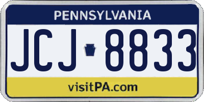 PA license plate JCJ8833