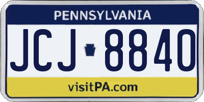 PA license plate JCJ8840