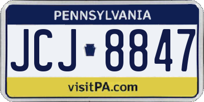 PA license plate JCJ8847