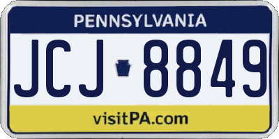PA license plate JCJ8849