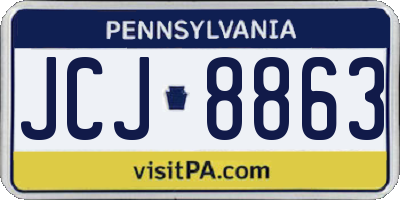 PA license plate JCJ8863