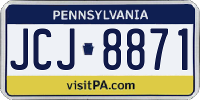 PA license plate JCJ8871
