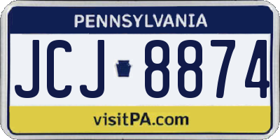 PA license plate JCJ8874