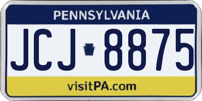 PA license plate JCJ8875