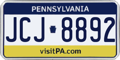 PA license plate JCJ8892