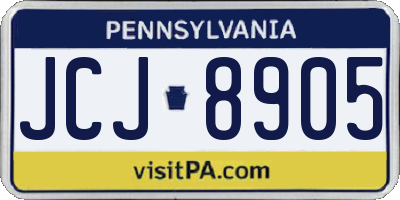 PA license plate JCJ8905