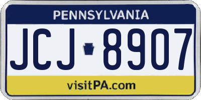 PA license plate JCJ8907
