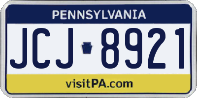 PA license plate JCJ8921