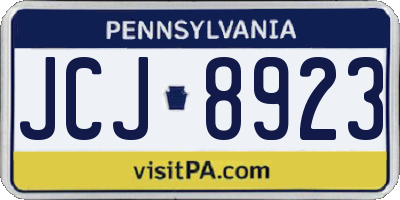 PA license plate JCJ8923
