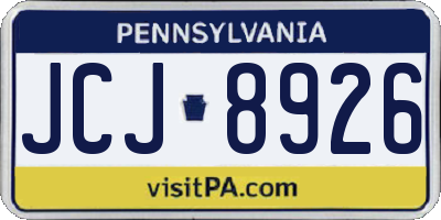 PA license plate JCJ8926